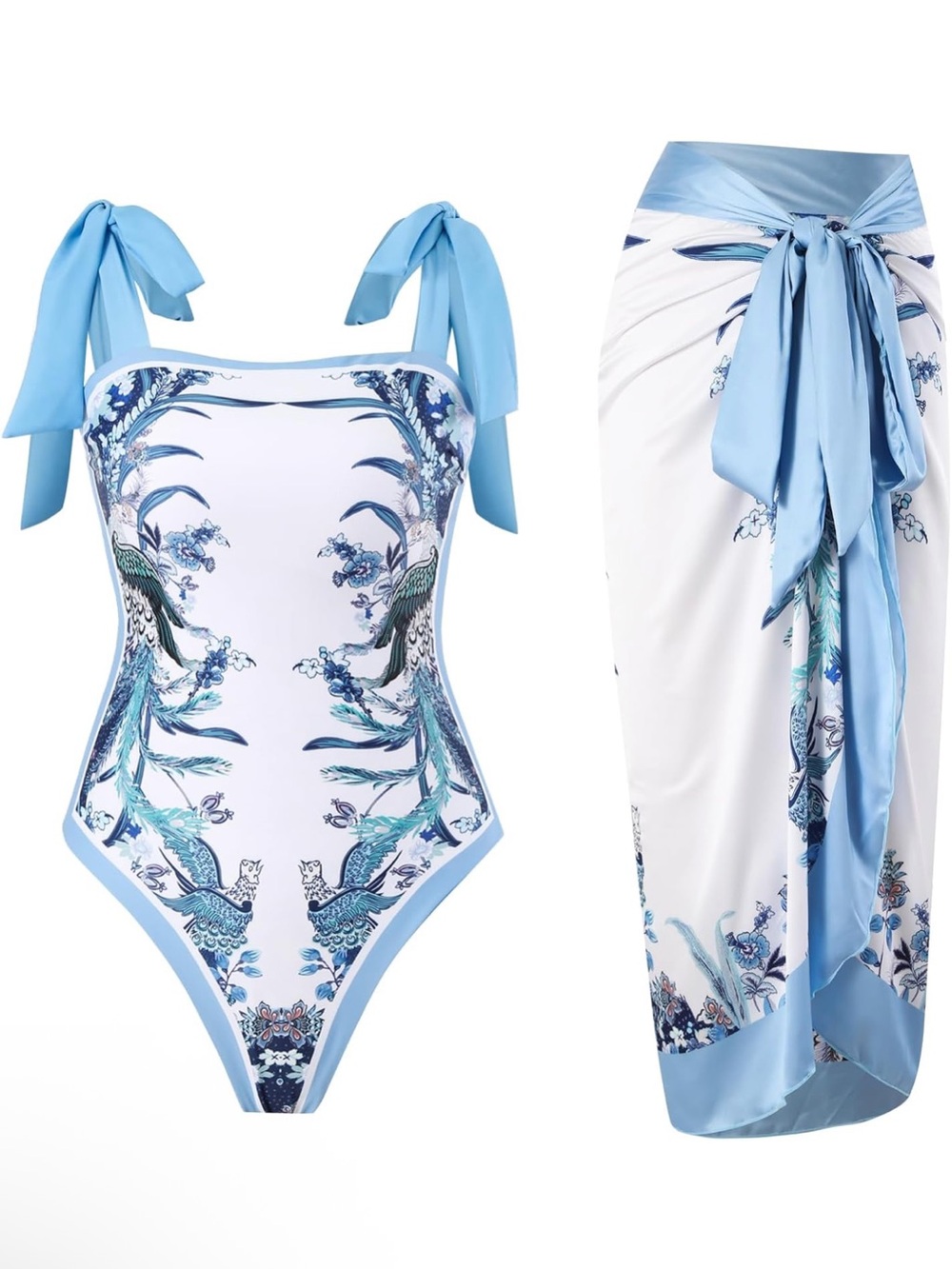 Elegant One-Piece Swimsuit with Sarong